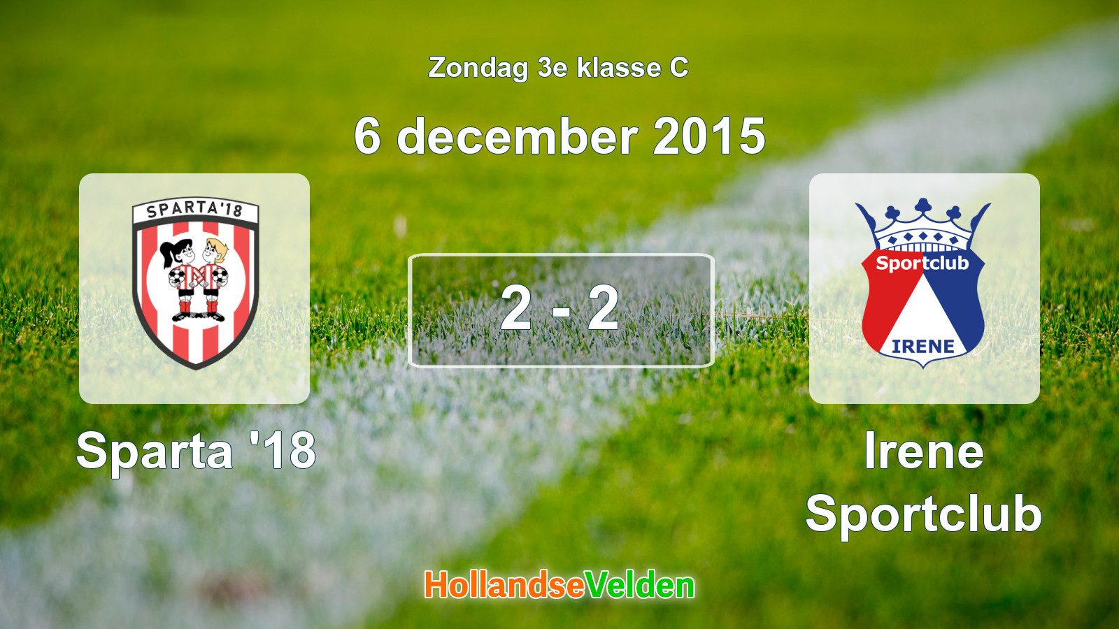 Gespeelde wedstrijd: Sparta '18 - Irene Sportclub 2 - 2 (6 december 2015)