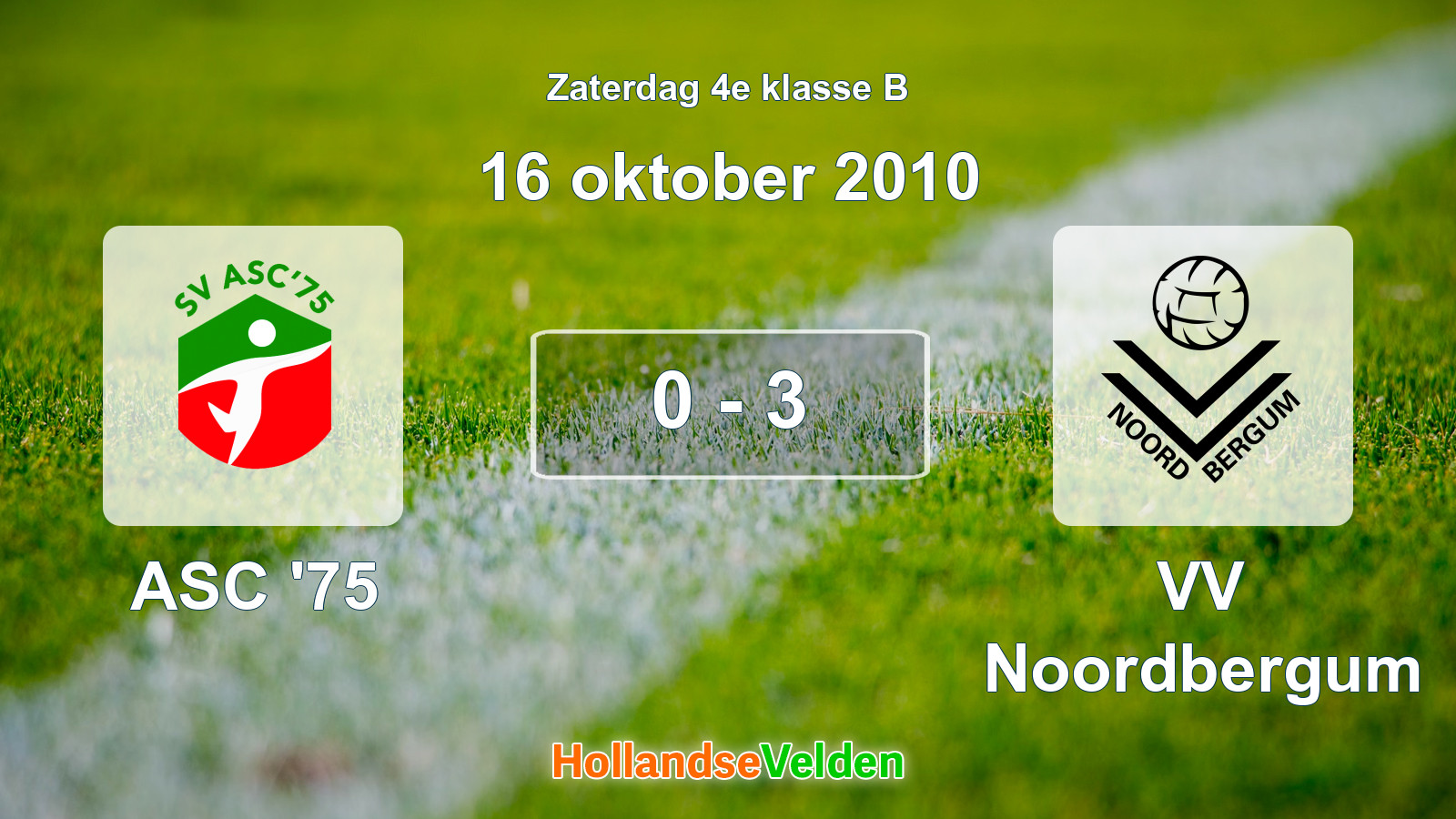 Gespeelde wedstrijd: ASC '75 - VV Noordbergum 0 - 3 (16 oktober 2010)