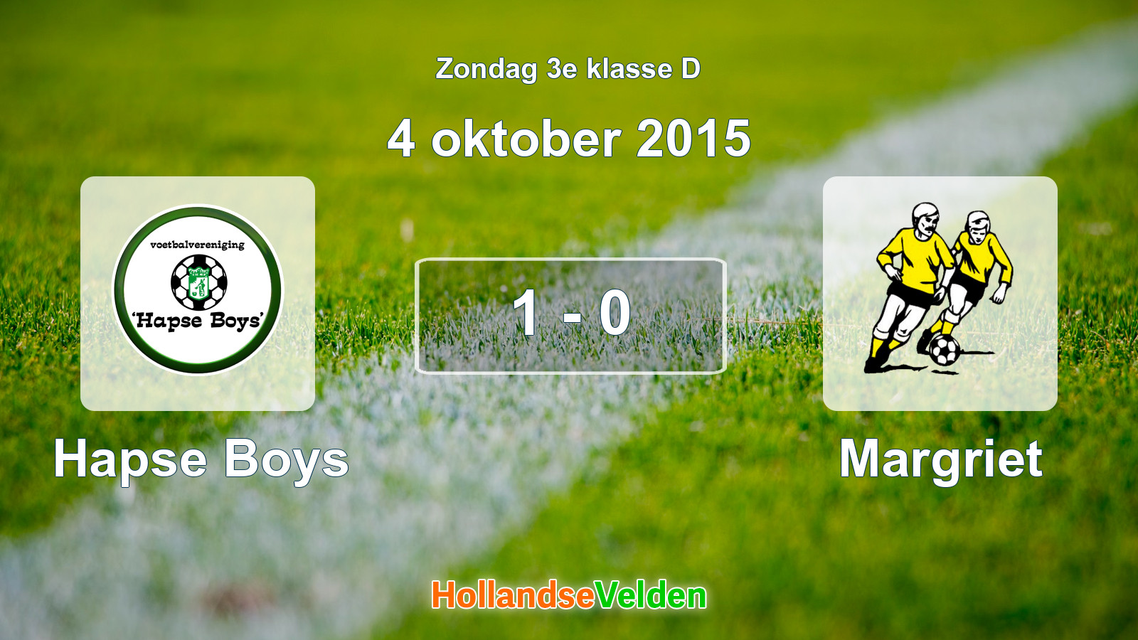 Gespeelde wedstrijd: Hapse Boys - Margriet 1 - 0 (4 oktober 2015)