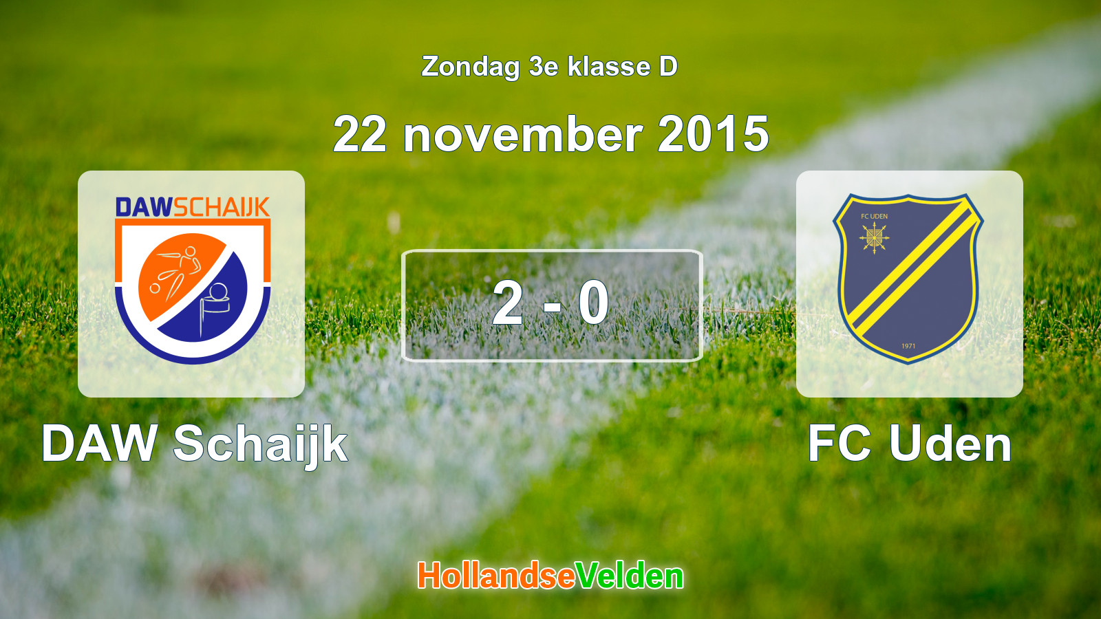 Gespeelde wedstrijd: DAW Schaijk - FC Uden 2 - 0 (22 november 2015)
