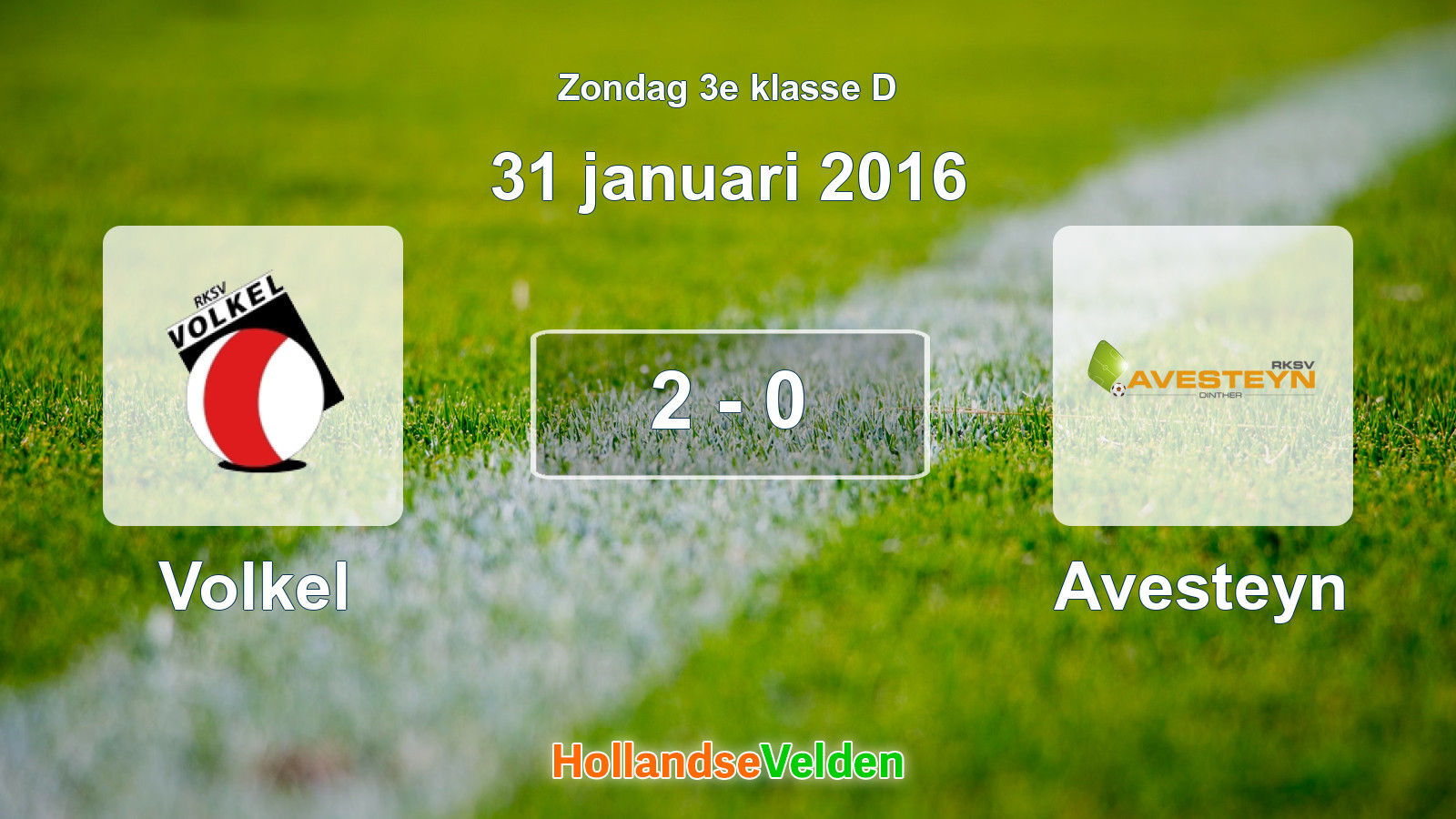 Gespeelde wedstrijd: Volkel - Avesteyn 2 - 0 (31 januari 2016)