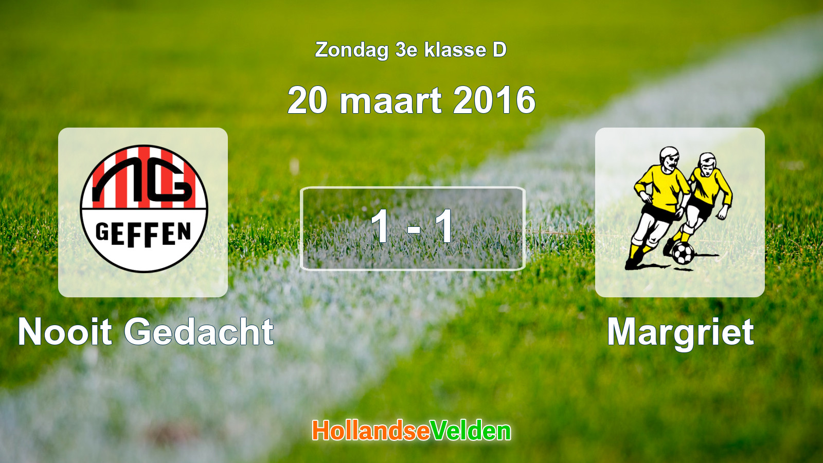 Gespeelde wedstrijd: Nooit Gedacht - Margriet 1 - 1 (20 maart 2016)