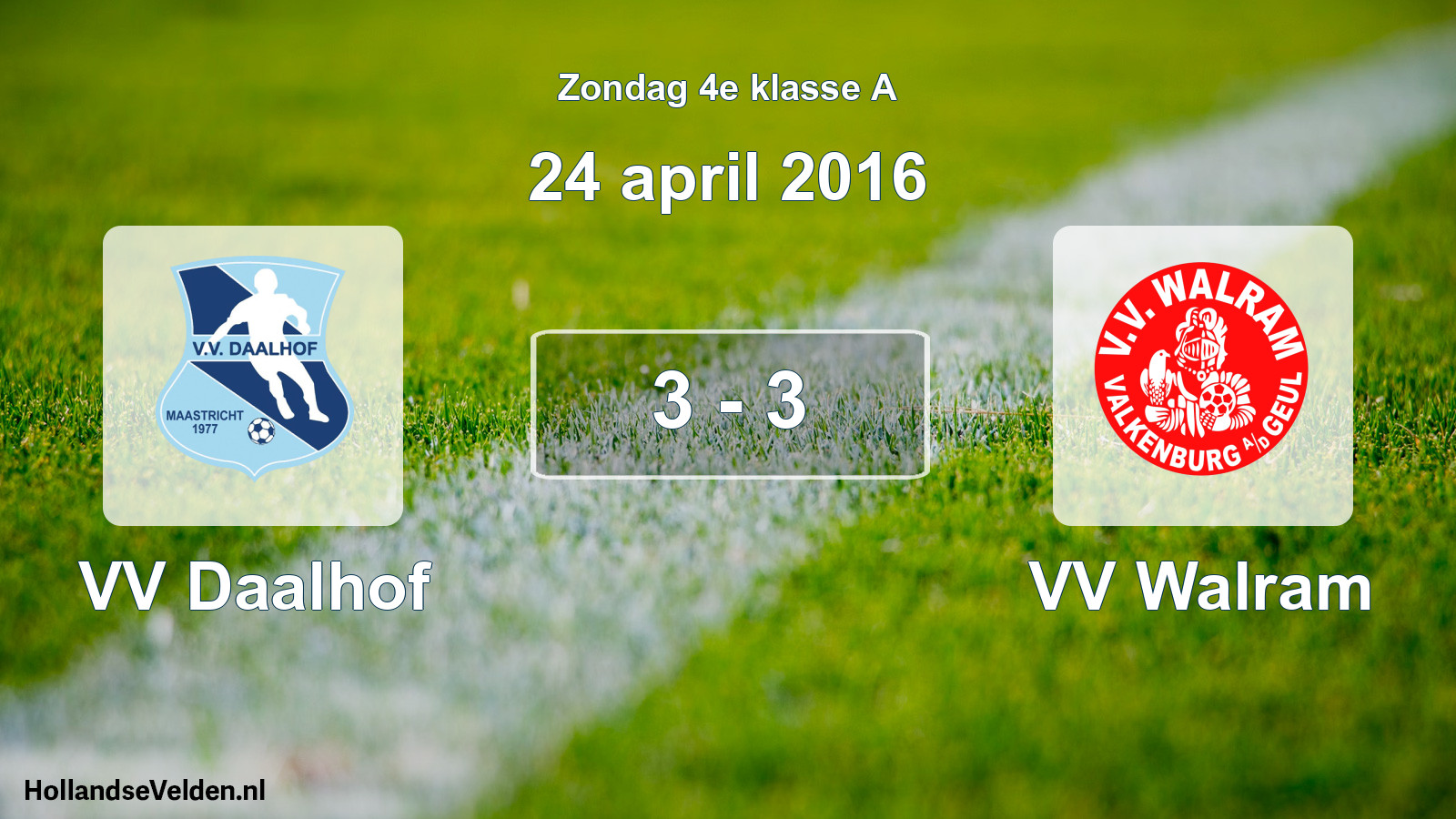 Gespeelde wedstrijd: VV Daalhof - VV Walram 3 - 3 (24 april 2016)