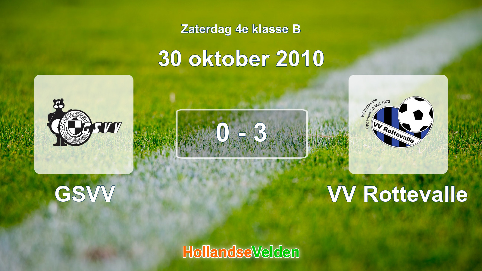 Gespeelde wedstrijd: GSVV - VV Rottevalle 0 - 3 (30 oktober 2010)