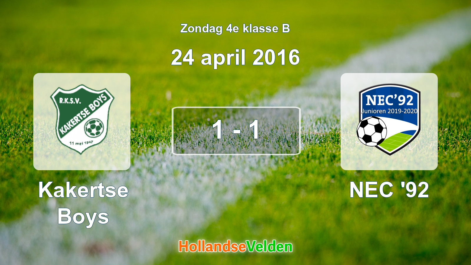Gespeelde wedstrijd: Kakertse Boys - NEC '92 1 - 1 (24 april 2016)