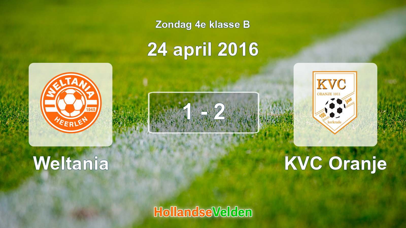Gespeelde wedstrijd: Weltania - KVC Oranje 1 - 2 (24 april 2016)