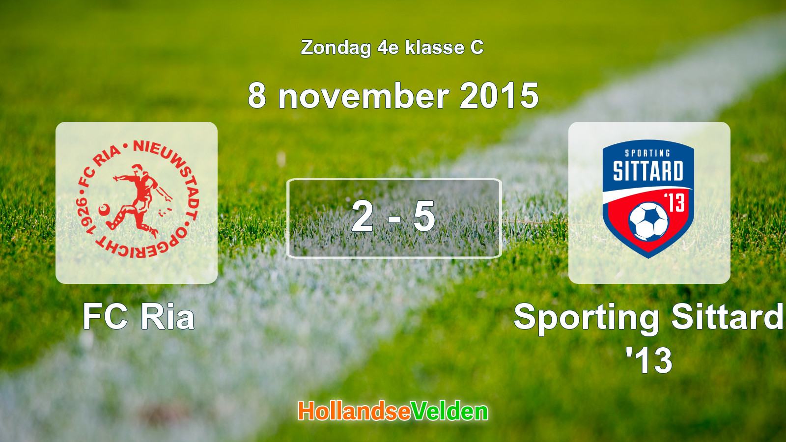Gespeelde wedstrijd: FC Ria - Sporting Sittard '13 2 - 5 (8 november 2015)