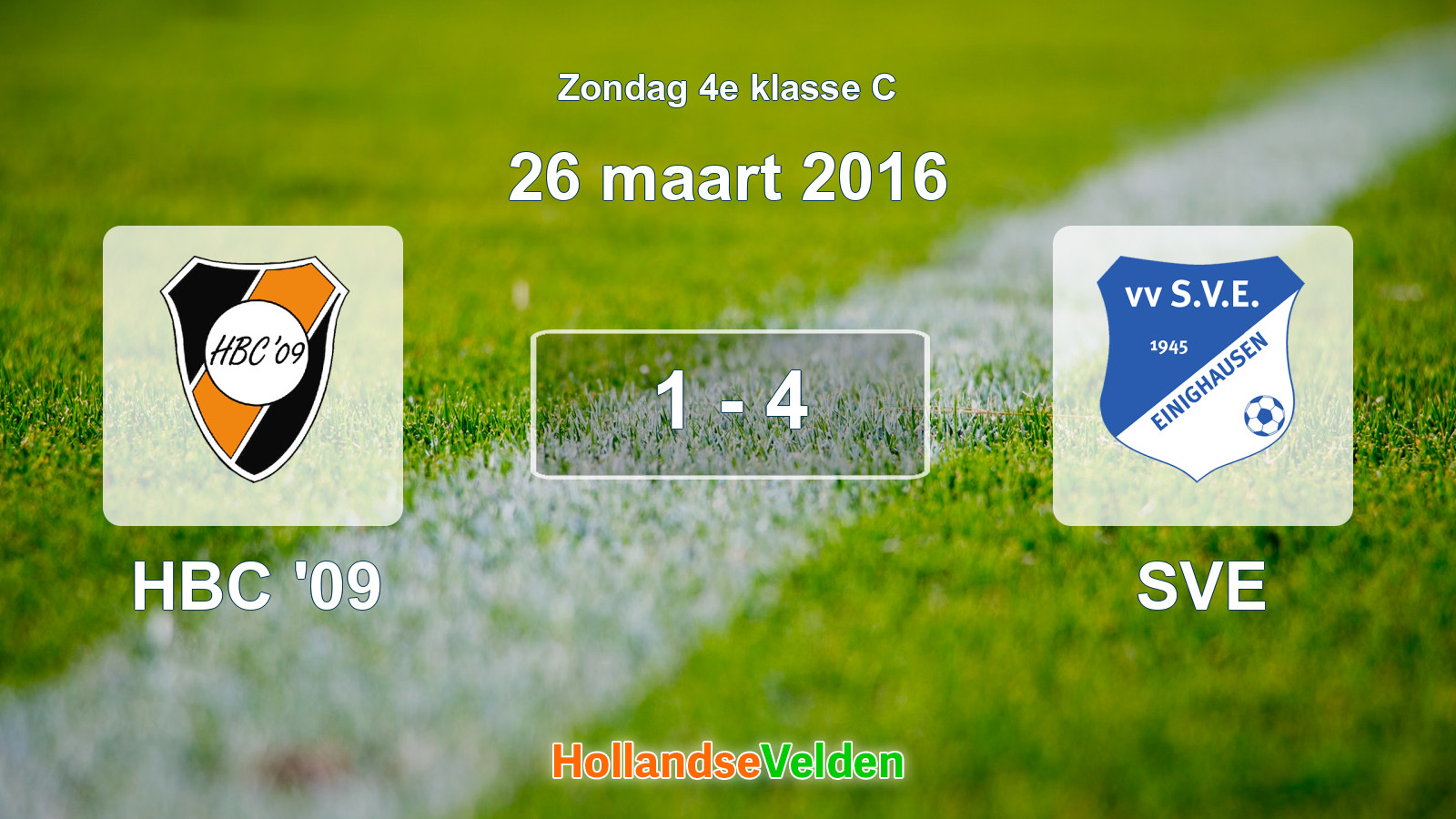 Gespeelde wedstrijd: HBC '09 - SVE 1 - 4 (26 maart 2016)