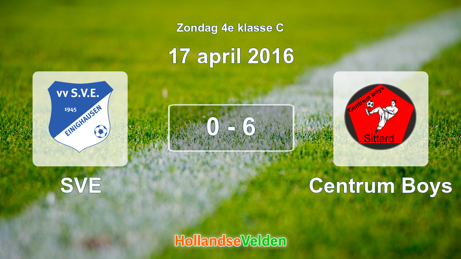 Gespeelde wedstrijd: SVE - Centrum Boys 0 - 6 (17 april 2016)