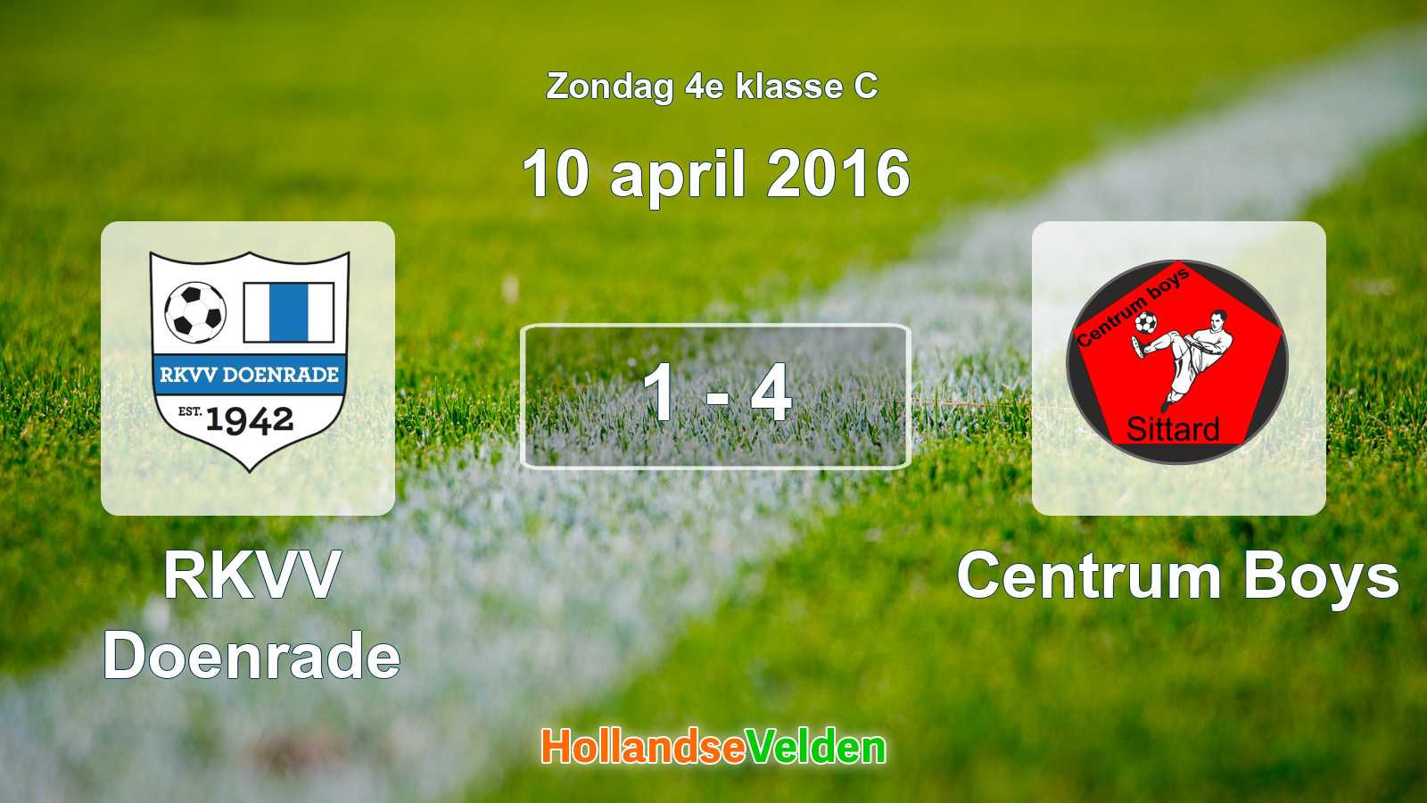 Gespeelde wedstrijd: RKVV Doenrade - Centrum Boys 1 - 4 (10 april 2016)