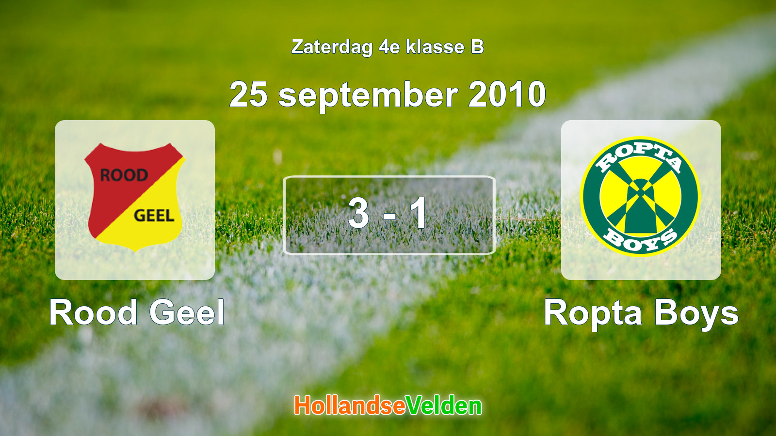 Gespeelde wedstrijd: Rood Geel - Ropta Boys 3 - 1 (25 september 2010)