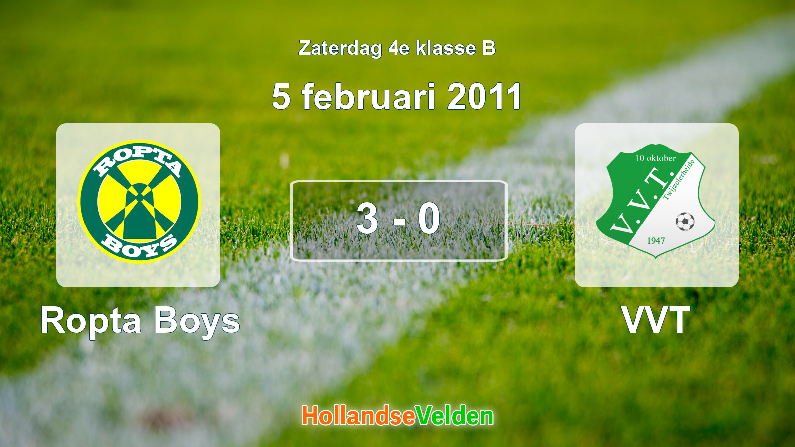 Gespeelde wedstrijd: Ropta Boys - VVT 3 - 0 (5 februari 2011)