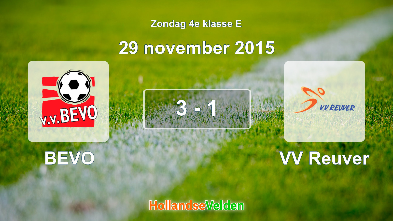 Gespeelde wedstrijd: BEVO - VV Reuver 3 - 1 (29 november 2015)