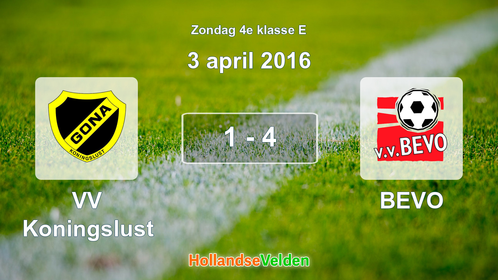 Gespeelde wedstrijd: VV Koningslust - BEVO 1 - 4 (3 april 2016)
