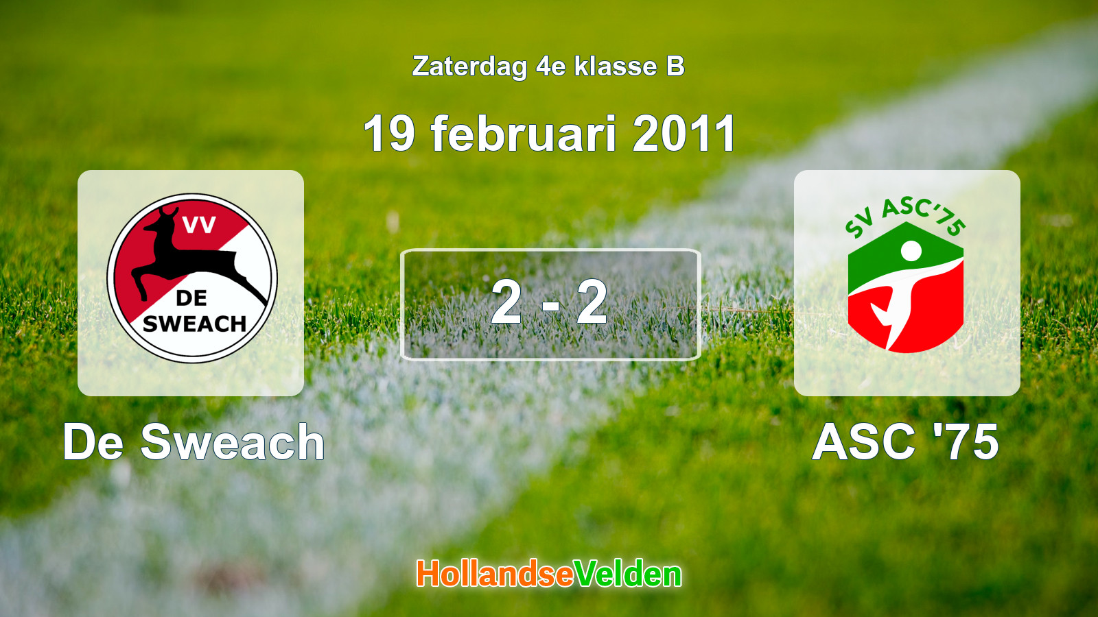 Gespeelde wedstrijd: De Sweach - ASC '75 2 - 2 (19 februari 2011)