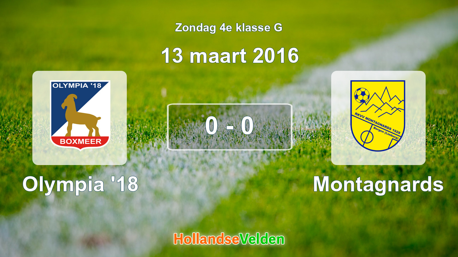 Gespeelde wedstrijd: Olympia '18 - Montagnards 0 - 0 (13 maart 2016)
