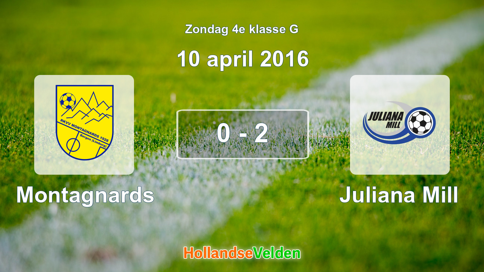 Gespeelde wedstrijd: Montagnards - Juliana Mill 0 - 2 (10 april 2016)