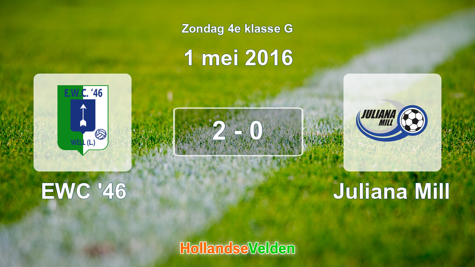 Gespeelde wedstrijd: EWC '46 - Juliana Mill 2 - 0 (1 mei 2016)