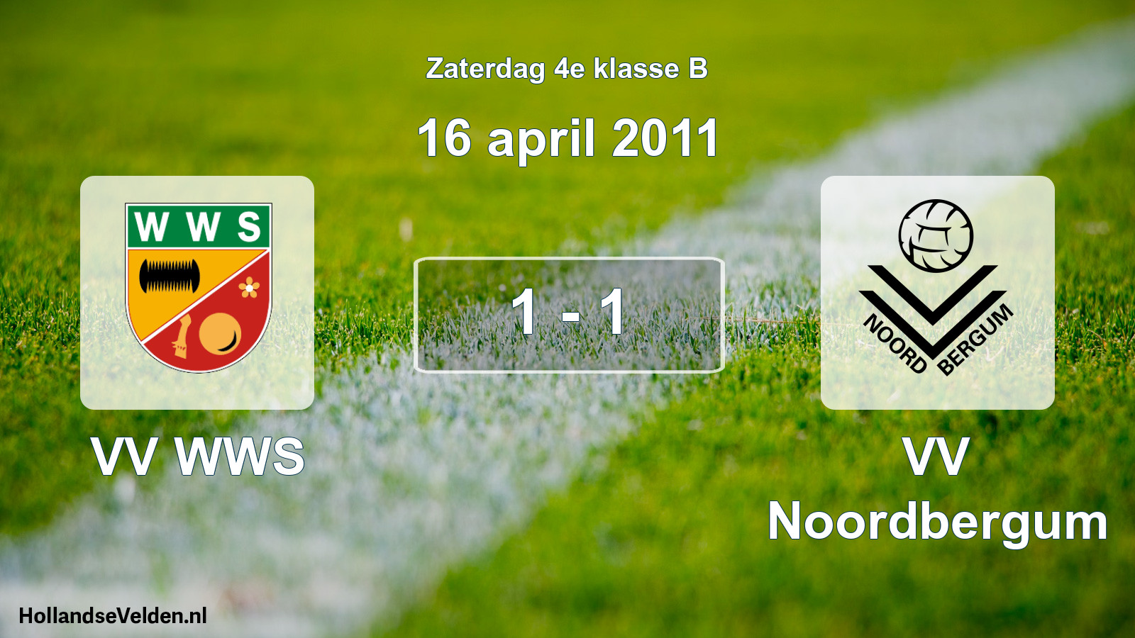 Gespeelde wedstrijd: VV WWS - VV Noordbergum 1 - 1 (16 april 2011)