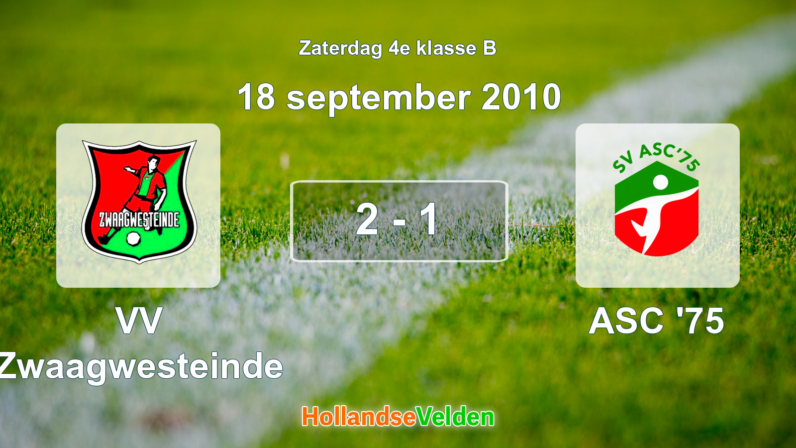 Gespeelde wedstrijd: VV Zwaagwesteinde - ASC '75 2 - 1 (18 september 2010)