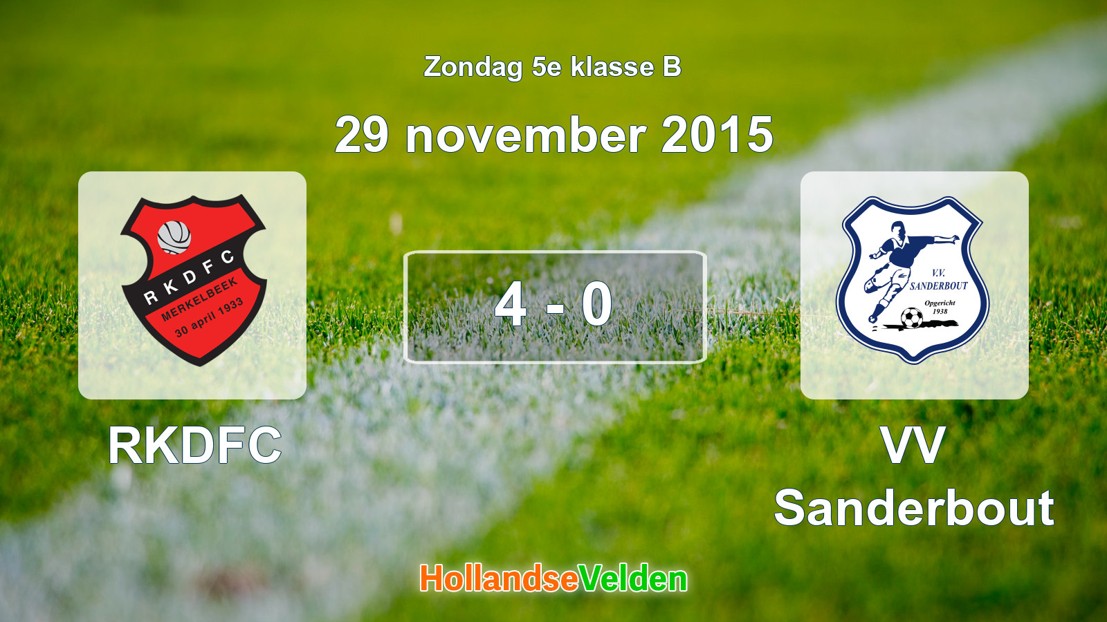Gespeelde wedstrijd: RKDFC - VV Sanderbout 4 - 0 (29 november 2015)