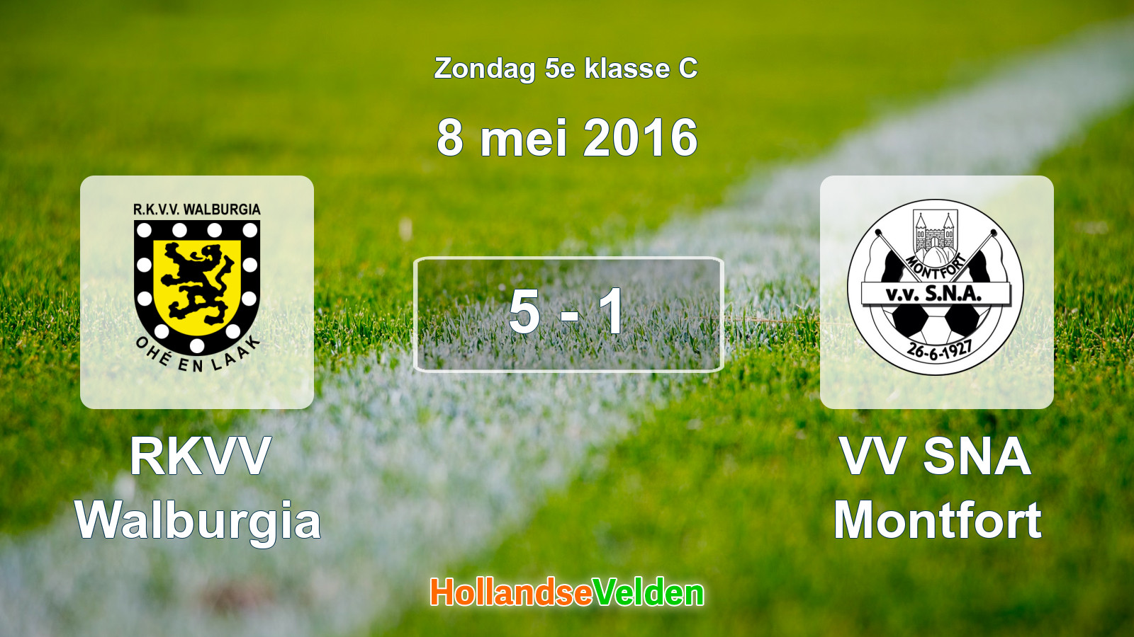 Gespeelde wedstrijd: RKVV Walburgia - VV SNA Montfort 5 - 1 (8 mei 2016)