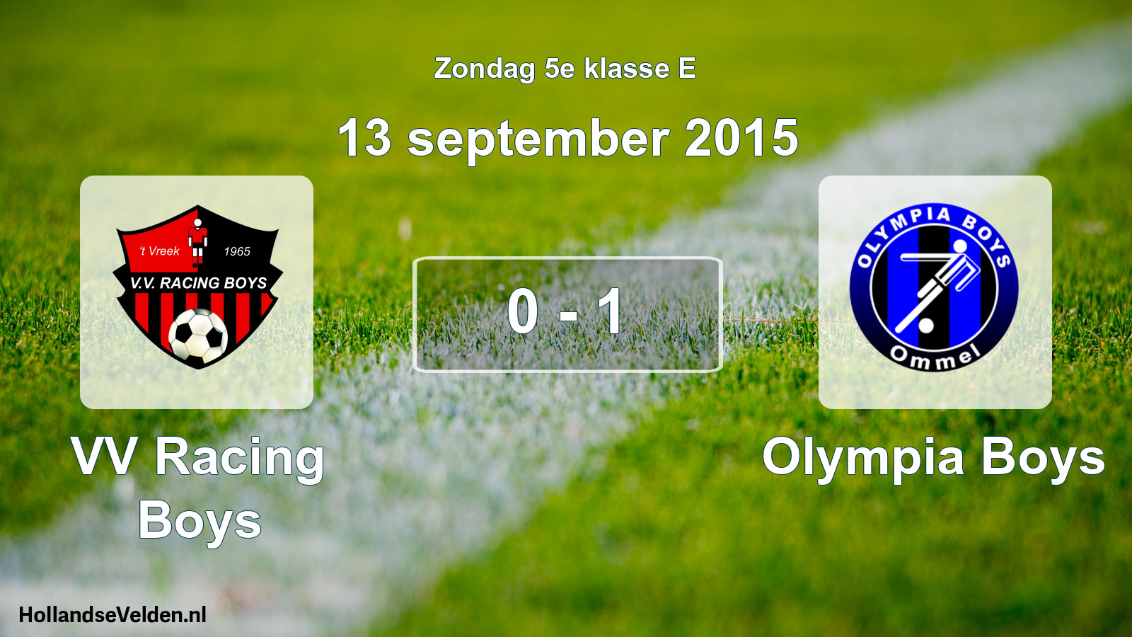 Gespeelde wedstrijd: VV Racing Boys - Olympia Boys 0 - 1 (13 september 2015)
