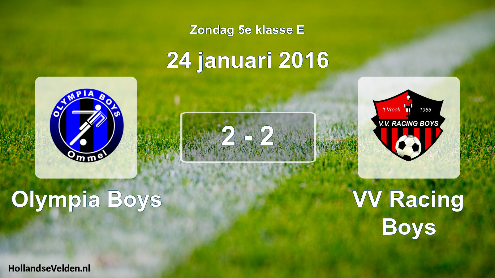 Gespeelde wedstrijd: Olympia Boys - VV Racing Boys 2 - 2 (24 januari 2016)