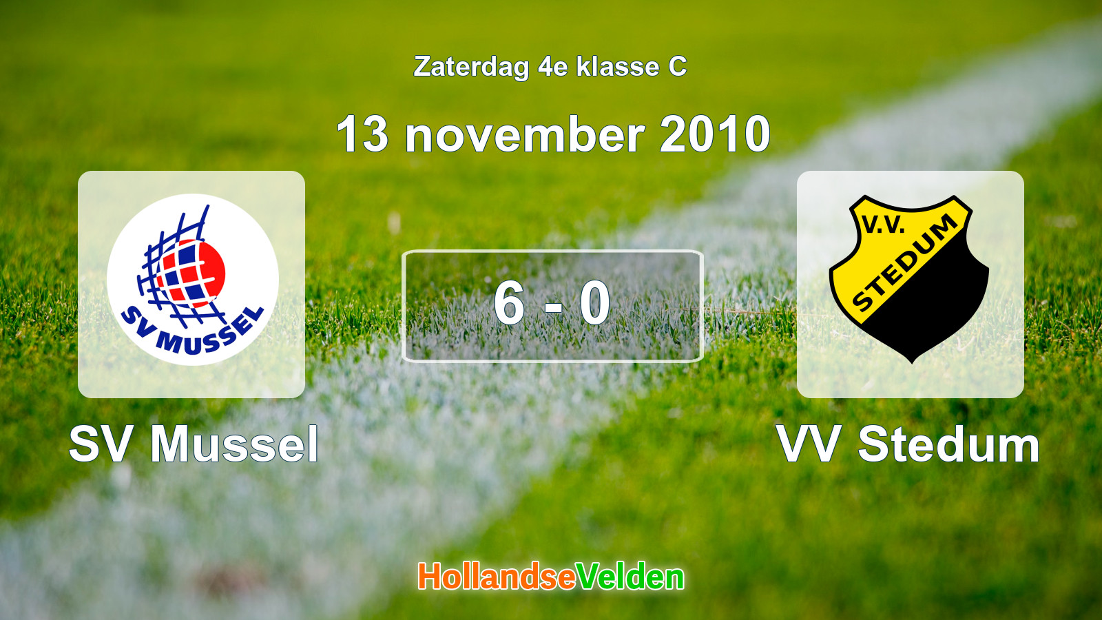 Gespeelde wedstrijd: SV Mussel - VV Stedum 6 - 0 (13 november 2010)
