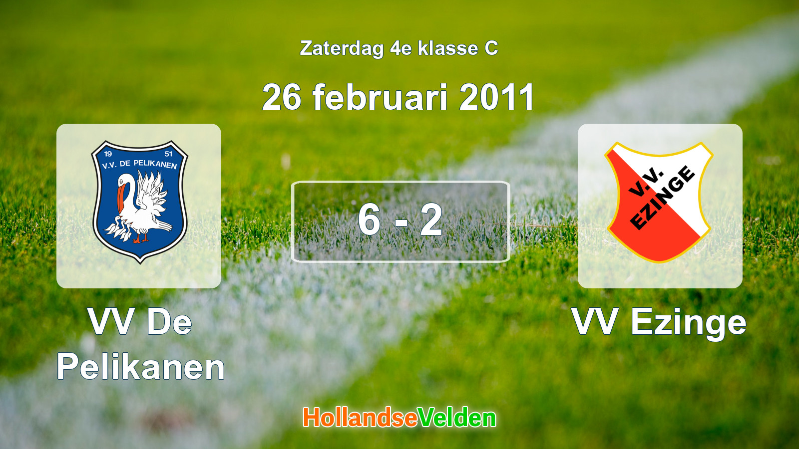 Gespeelde wedstrijd: VV De Pelikanen - VV Ezinge 6 - 2 (26 februari 2011)