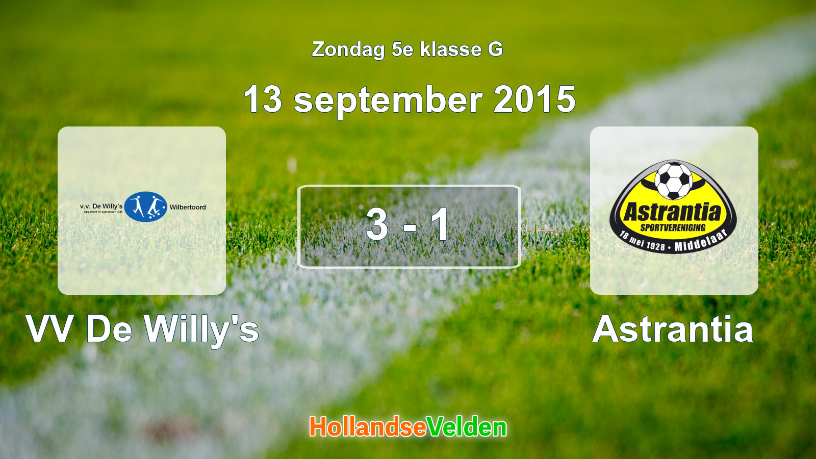 Gespeelde wedstrijd: VV De Willy's - Astrantia 3 - 1 (13 september 2015)