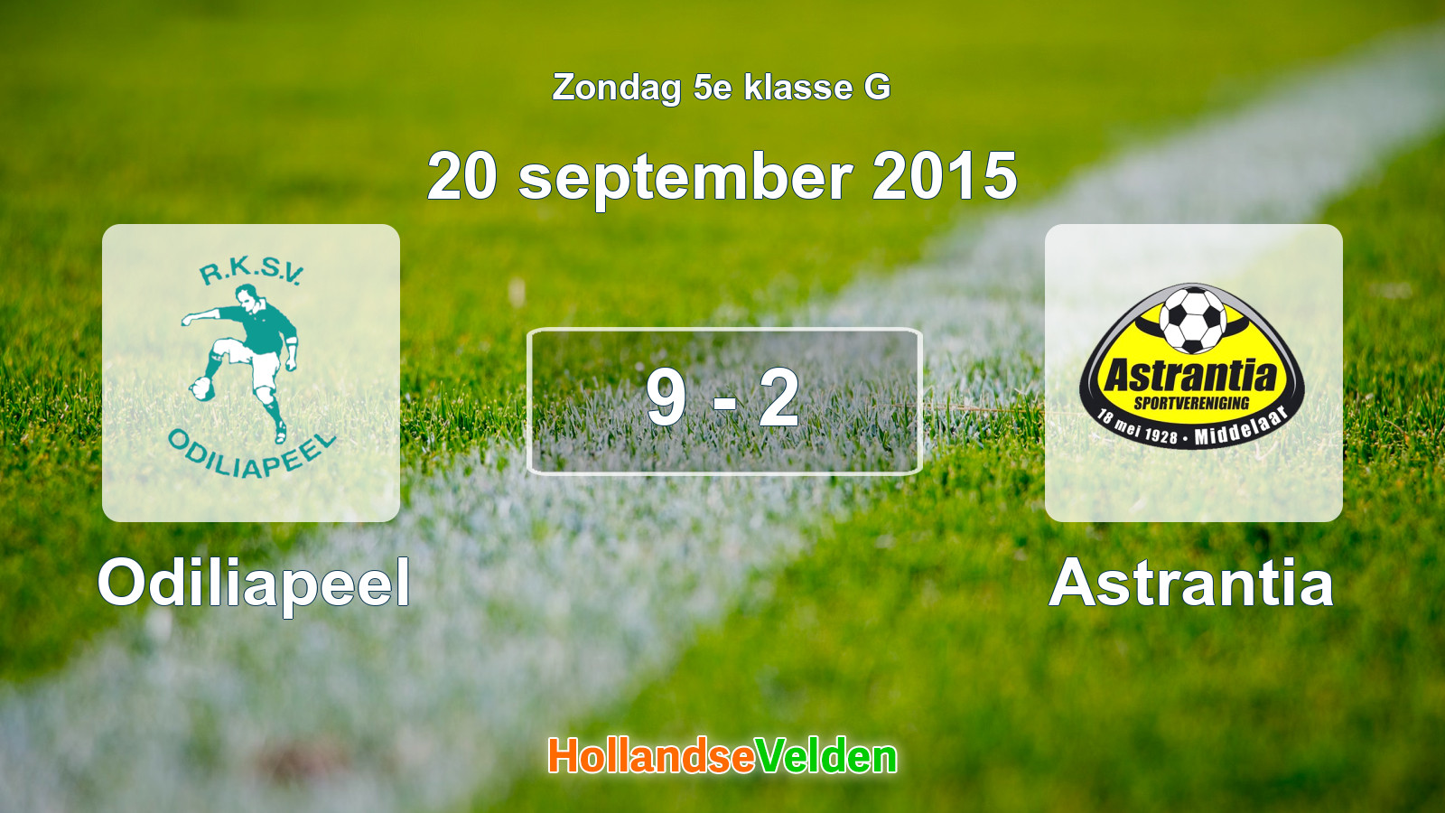 Gespeelde wedstrijd: Odiliapeel - Astrantia 9 - 2 (20 september 2015)