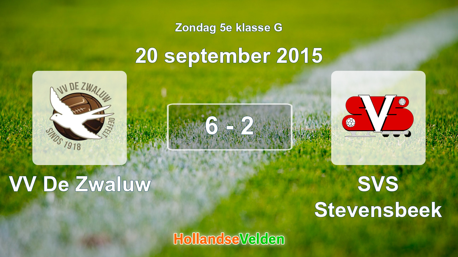 Gespeelde wedstrijd: VV De Zwaluw - SVS Stevensbeek 6 - 2 (20 september 2015)