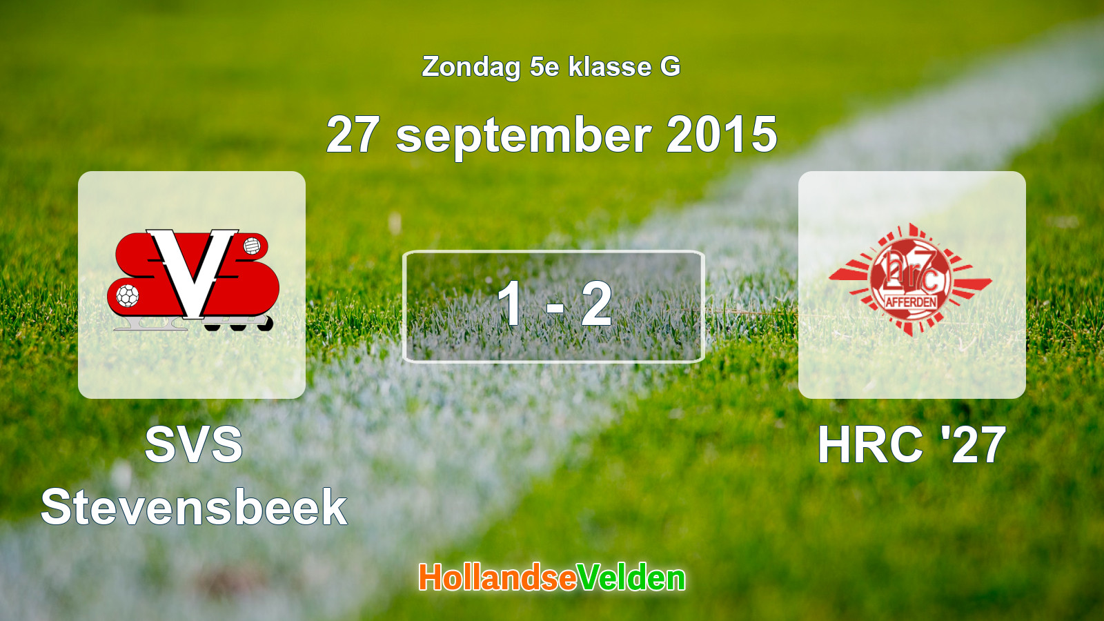 Gespeelde wedstrijd: SVS Stevensbeek - HRC '27 1 - 2 (27 september 2015)
