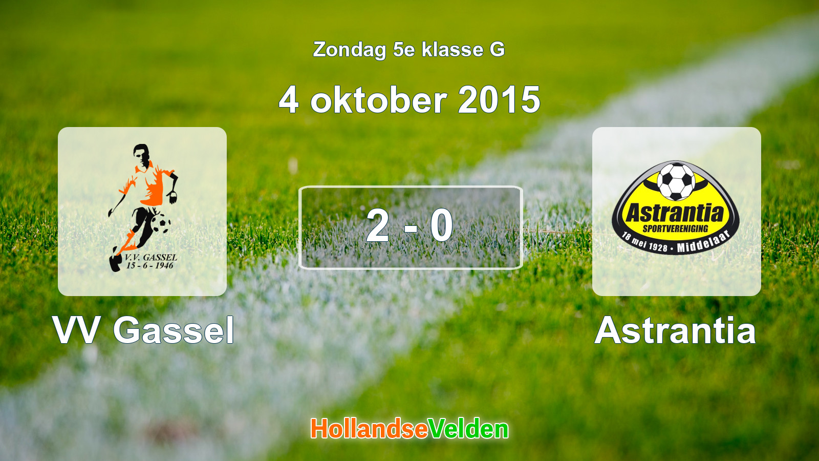 Gespeelde wedstrijd: VV Gassel - Astrantia 2 - 0 (4 oktober 2015)