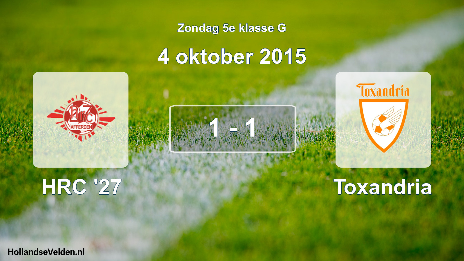 Gespeelde wedstrijd: HRC '27 - Toxandria 1 - 1 (4 oktober 2015)