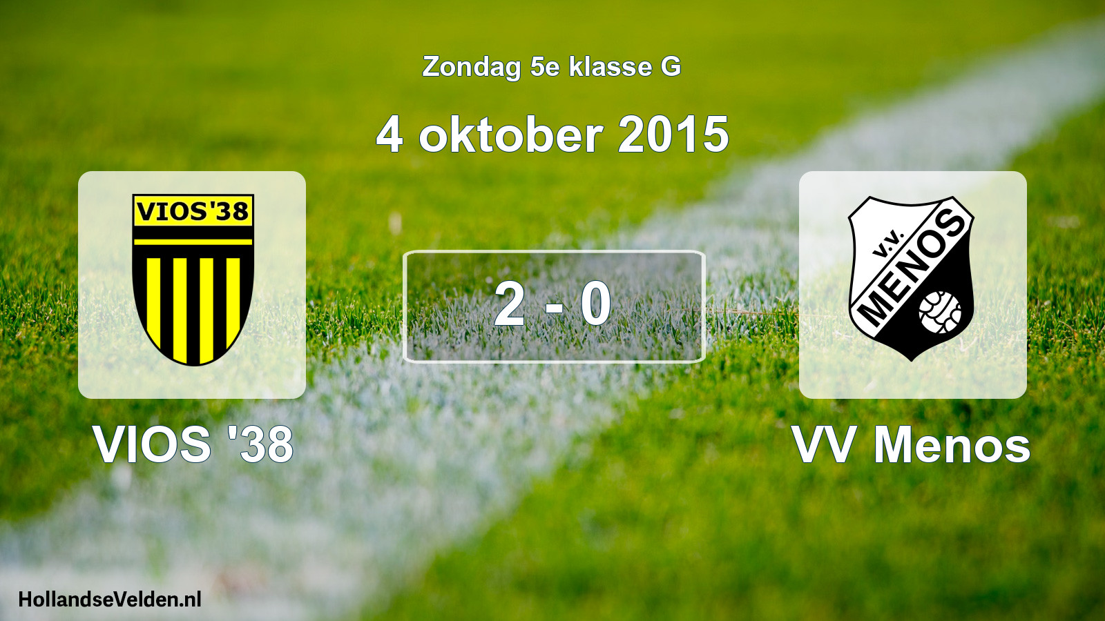 Gespeelde wedstrijd: VIOS '38 - VV Menos 2 - 0 (4 oktober 2015)