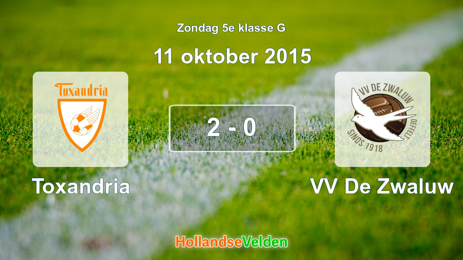 Gespeelde wedstrijd: Toxandria - VV De Zwaluw 2 - 0 (11 oktober 2015)
