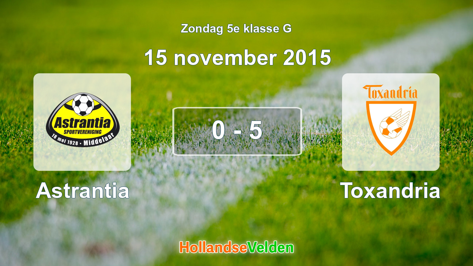 Gespeelde wedstrijd: Astrantia - Toxandria 0 - 5 (15 november 2015)