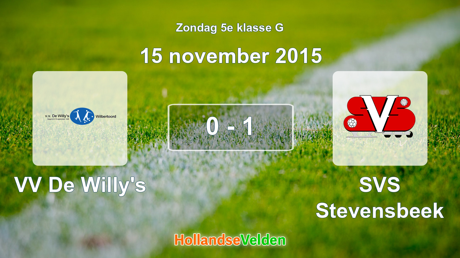 Gespeelde wedstrijd: VV De Willy's - SVS Stevensbeek 0 - 1 (15 november 2015)