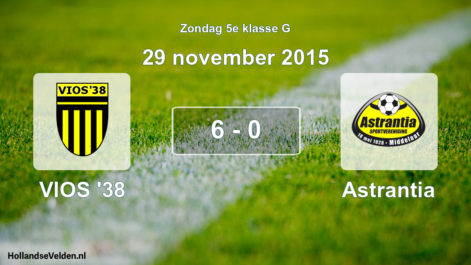 Gespeelde wedstrijd: VIOS '38 - Astrantia 6 - 0 (29 november 2015)