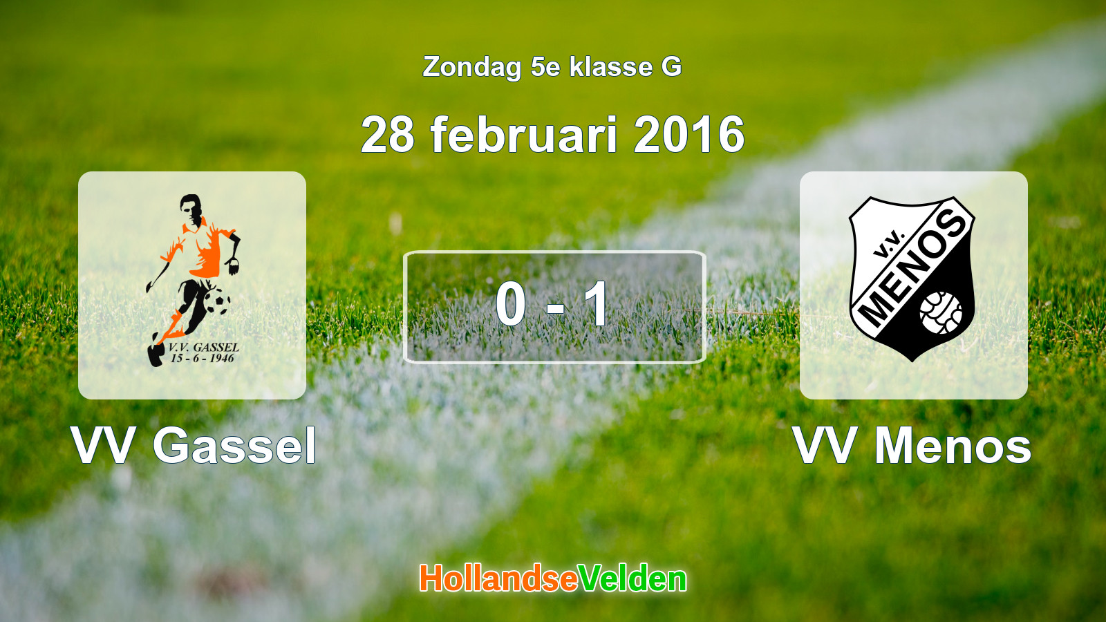 Gespeelde wedstrijd: VV Gassel - VV Menos 0 - 1 (28 februari 2016)