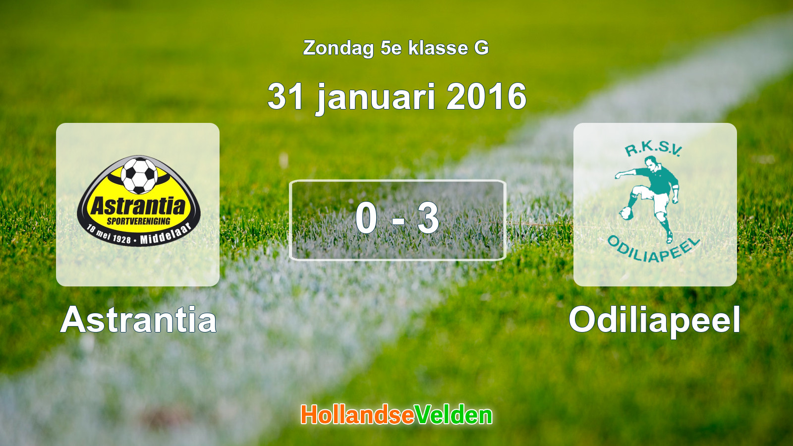 Gespeelde wedstrijd: Astrantia - Odiliapeel 0 - 3 (31 januari 2016)