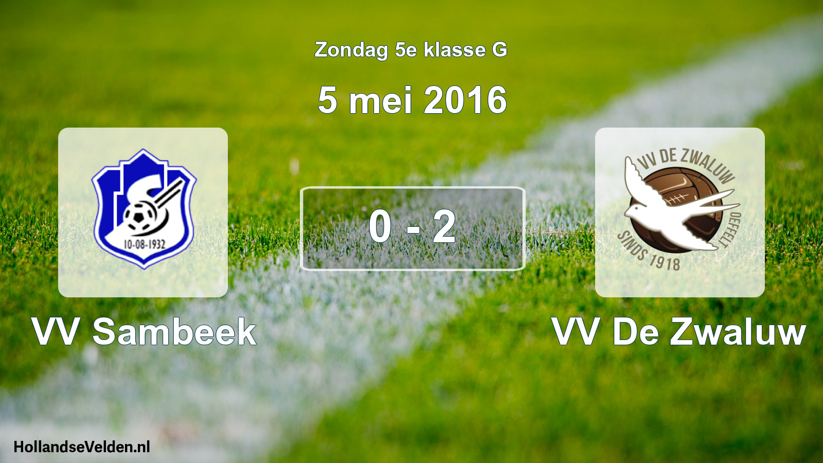 Gespeelde wedstrijd: VV Sambeek - VV De Zwaluw 0 - 2 (5 mei 2016)