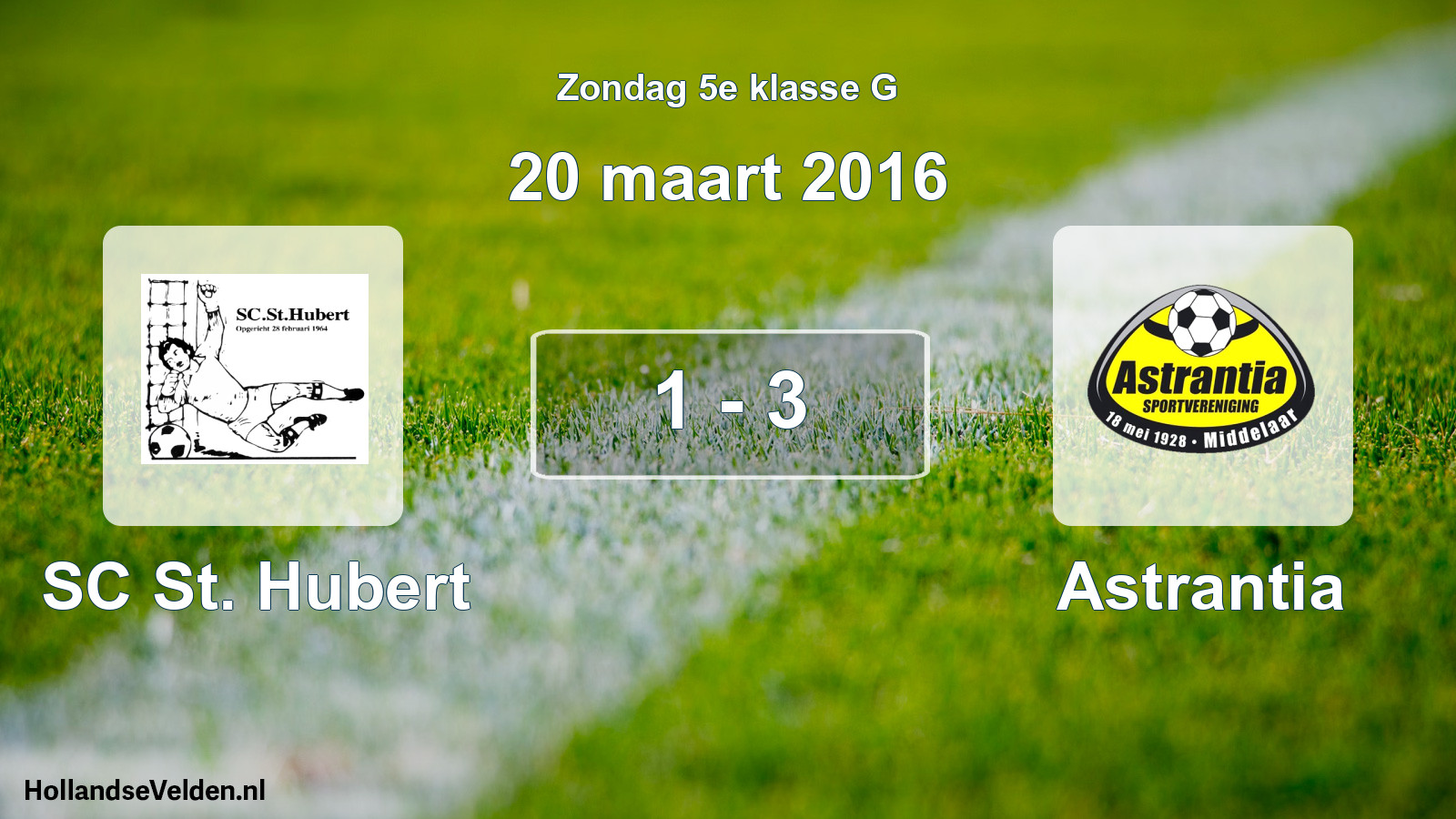 Gespeelde wedstrijd: SC St. Hubert - Astrantia 1 - 3 (20 maart 2016)