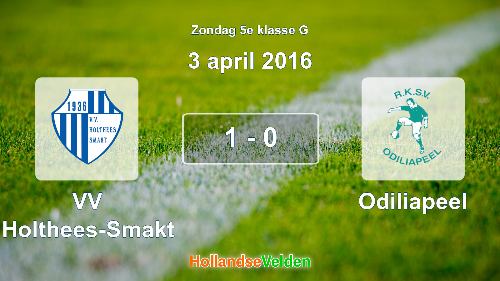 Gespeelde wedstrijd: VV Holthees-Smakt - Odiliapeel 1 - 0 (3 april 2016)