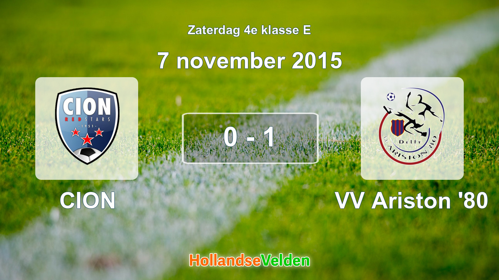 Gespeelde wedstrijd: CION - VV Ariston '80 0 - 1 (7 november 2015)
