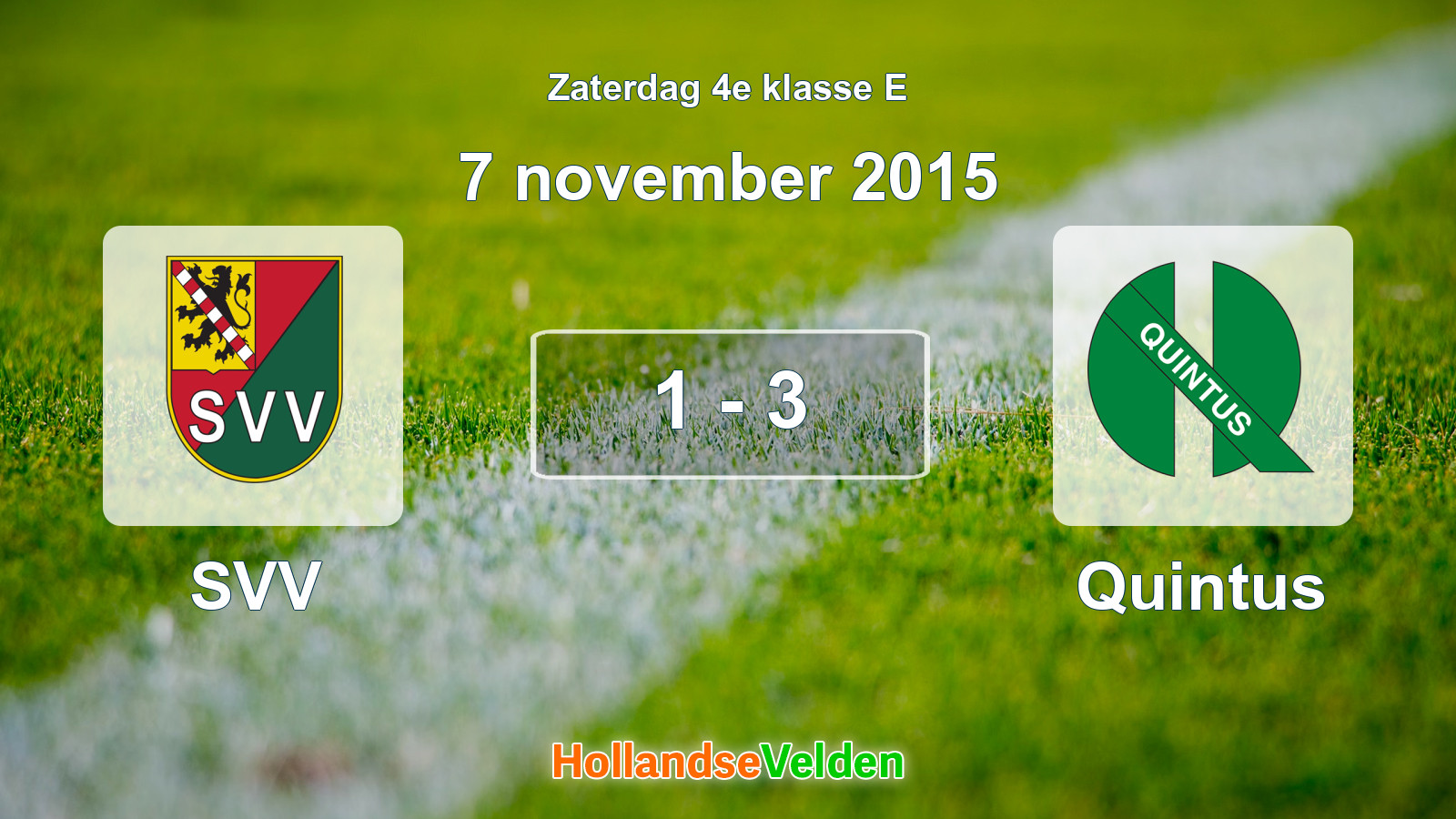Gespeelde wedstrijd: SVV - Quintus 1 - 3 (7 november 2015)