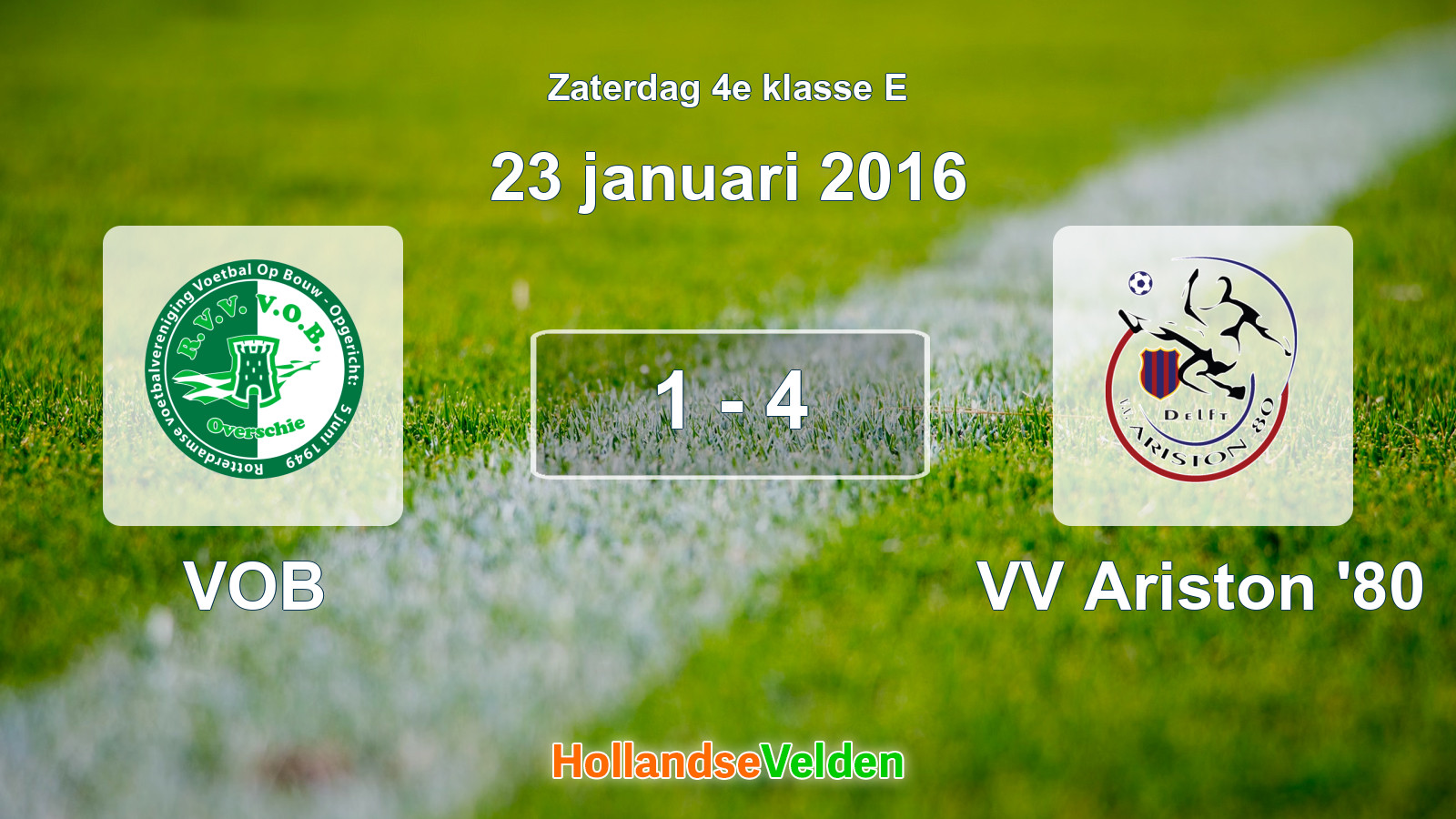 Gespeelde wedstrijd: VOB - VV Ariston '80 1 - 4 (23 januari 2016)
