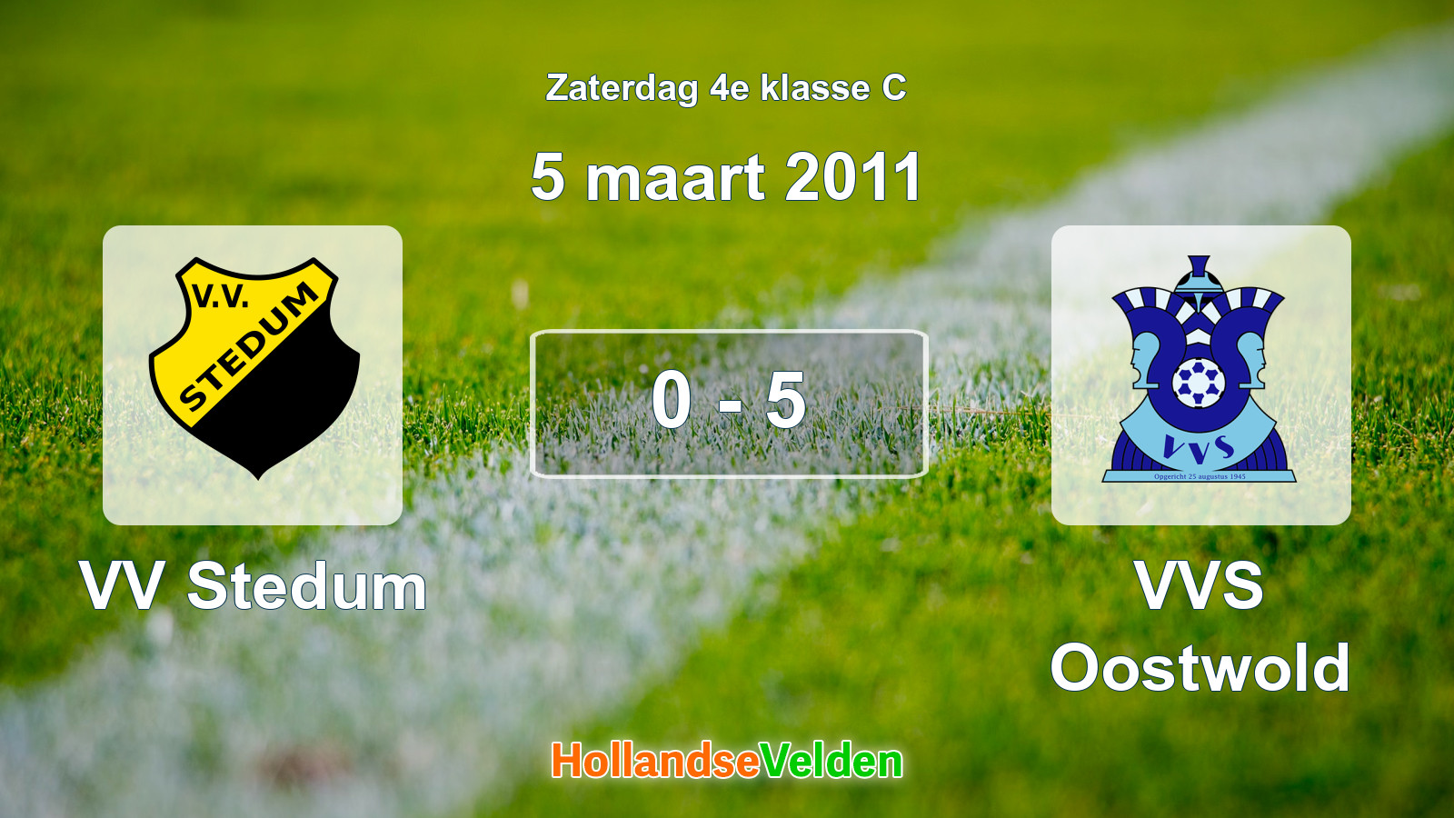 Gespeelde wedstrijd: VV Stedum - VVS Oostwold 0 - 5 (5 maart 2011)